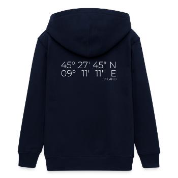 coordinates Milano, Italy - Teens Organic Zip-up Hoodie by Stanley/Stella - navy - Back - AI Model Teenager Male light (155cm)