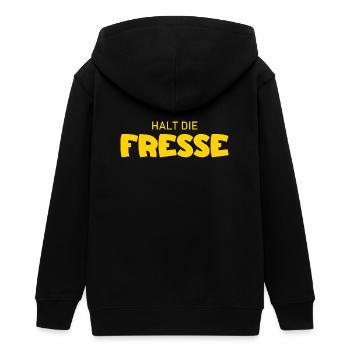 Halt die Fresse - Cooler Spruch - Teenager Organic Kapuzenjacke Mini Cultivator von Stanley/Stella - Schwarz - Hinten - AI Model Teenager Male light (155cm)