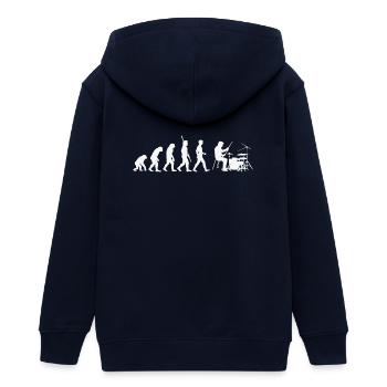 Evolution der Batterie - Teenager Organic Kapuzenjacke Mini Cultivator von Stanley/Stella - Navy - Hinten - AI Model Teenager Male light (155cm)