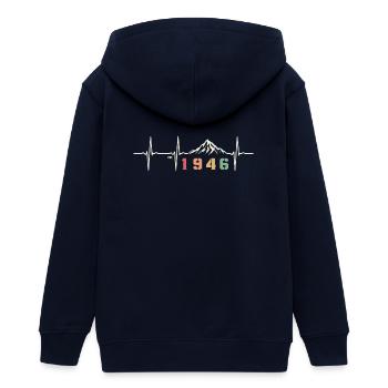Vintage 80 Year Old Octogenarian Quote Party 1946 - Teens Organic Zip-up Hoodie by Stanley/Stella - navy - Back - AI Model Teenager Male light (155cm)