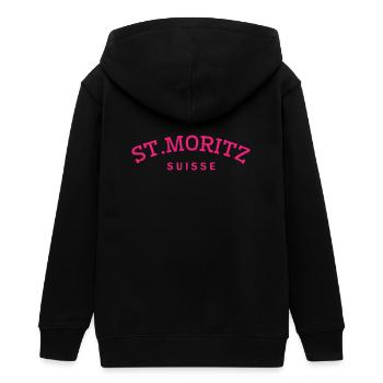 St. Moritz - Suisse - Switzerland - Swiss - Teens Organic Zip-up Hoodie by Stanley/Stella - black - Back - AI Model Teenager Male light (155cm)