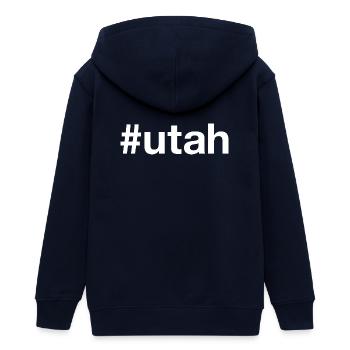 UTAH Hashtag - Teenager Organic Kapuzenjacke Mini Cultivator von Stanley/Stella - Navy - Hinten - AI Model Teenager Male light (155cm)