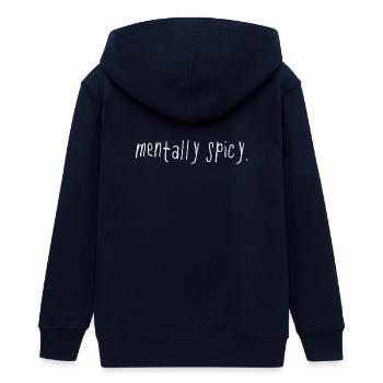 Mentally Spicy Minimal Statement Spruch - Teenager Organic Kapuzenjacke Mini Cultivator von Stanley/Stella - Navy - Hinten - AI Model Teenager Male light (155cm)