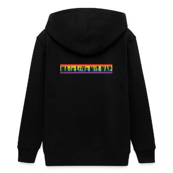 make love not war | rainbow - Teenager Organic Kapuzenjacke Mini Cultivator von Stanley/Stella - Schwarz - Hinten - AI Model Teenager Male light (155cm)