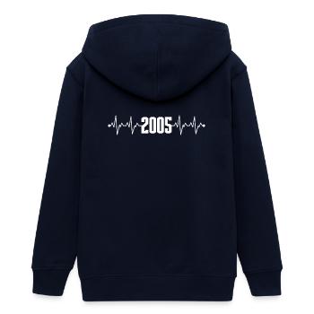 2005 Heartbeat Year Design - Veste à capuche ado bio Stanley/Stella - marine - Dos - AI Model Teenager Male light (155cm)
