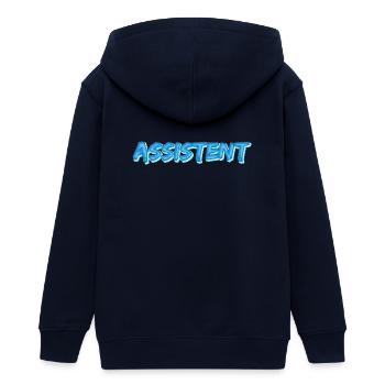 Assistent als Comic - Teenager Organic Kapuzenjacke Mini Cultivator von Stanley/Stella - Navy - Hinten - AI Model Teenager Male light (155cm)