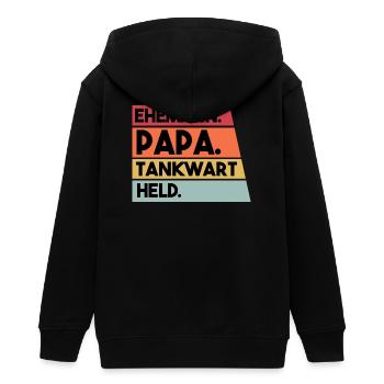 Ehemann Papa Tankwart Held - Teenager Organic Kapuzenjacke Mini Cultivator von Stanley/Stella - Schwarz - Hinten - AI Model Teenager Male light (155cm)