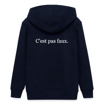 C’est pas faux – Réplique culte drôle - Veste à capuche ado bio Stanley/Stella - marine - Dos - AI Model Teenager Male light (155cm)