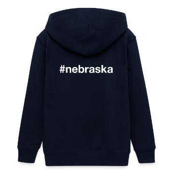NEBRASKA State Hashtag - Teenager Organic Kapuzenjacke Mini Cultivator von Stanley/Stella - Navy - Hinten - AI Model Teenager Male light (155cm)