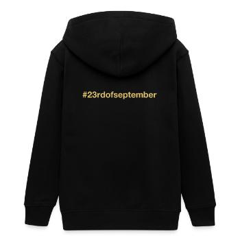born on September 23 Birthday birthday - Teens Organic Zip-up Hoodie by Stanley/Stella - black - Back - AI Model Teenager Male light (155cm)