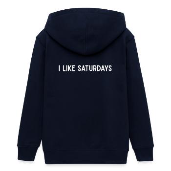 Ich mag die minimalistische Stimmung am Samstag am Wochenende - Teenager Organic Kapuzenjacke Mini Cultivator von Stanley/Stella - Navy - Hinten - AI Model Teenager Male light (155cm)