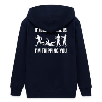 Zombie Humor Shirt for Horror Fans - Teens Organic Zip-up Hoodie by Stanley/Stella - navy - Back - AI Model Teenager Male light (155cm)