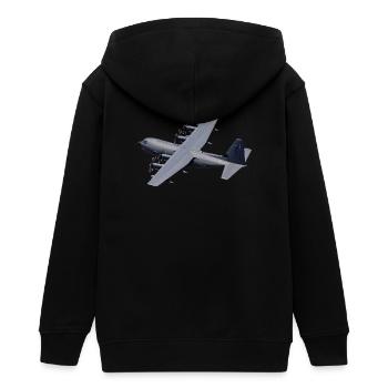 C-130 Silhouette grise - Veste à capuche ado bio Stanley/Stella - noir - Dos - AI Model Teenager Male light (155cm)
