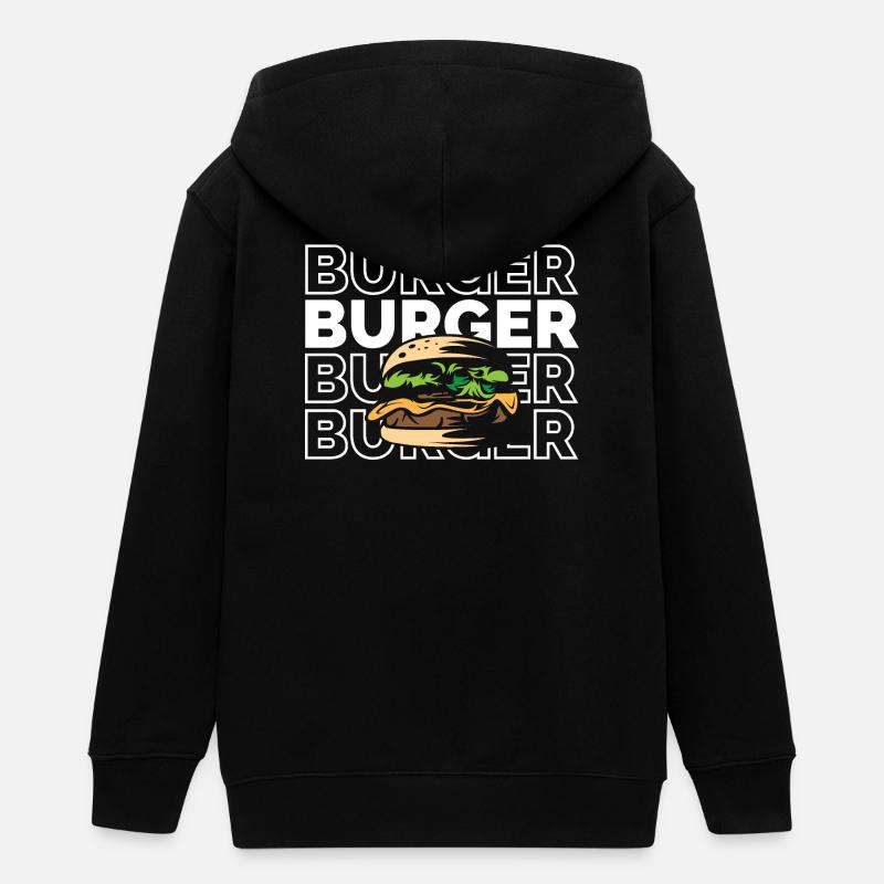 Burger Répétition Nourriture Illustration Fromage Icône - Veste à capuche ado bio Stanley/Stella - noir