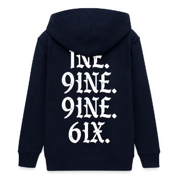 Vintage 1996 - Teenager Organic Kapuzenjacke Mini Cultivator von Stanley/Stella - Navy - Hinten - AI Model Teenager Male light (155cm)
