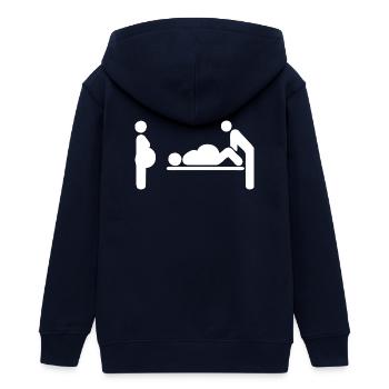 Geburtsmomente in schlichten Silhouetten - Teenager Organic Kapuzenjacke Mini Cultivator von Stanley/Stella - Navy - Hinten - AI Model Teenager Male light (155cm)