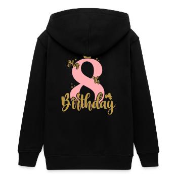 Design der Acht-Geburtstags-Krone - Teenager Organic Kapuzenjacke Mini Cultivator von Stanley/Stella - Schwarz - Hinten - AI Model Teenager Male light (155cm)