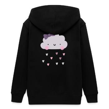 Liebe Wolke - Herzen - Regen - Teenager Organic Kapuzenjacke Mini Cultivator von Stanley/Stella - Schwarz - Hinten - AI Model Teenager Male light (155cm)