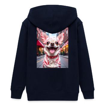 Candy Cane Chihuahua Dog in the City - Teens Organic Zip-up Hoodie by Stanley/Stella - black - Back - AI Model Teenager Male light (155cm)