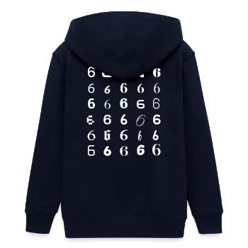 Typografie Nummer Sechs wiederholte Glyphen - Teenager Organic Kapuzenjacke Mini Cultivator von Stanley/Stella - Navy - Hinten - AI Model Teenager Male light (155cm)