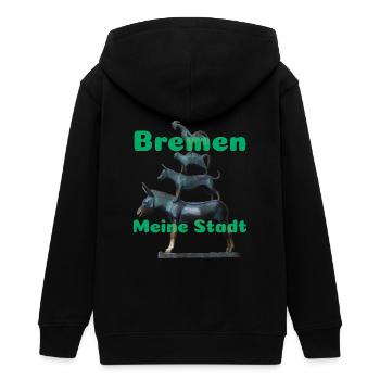 Bremen - Teenager Organic Kapuzenjacke Mini Cultivator von Stanley/Stella - Schwarz - Hinten - AI Model Teenager Male light (155cm)