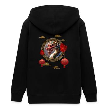 Frohes neues Jahr des chinesischen Drachen - Teenager Organic Kapuzenjacke Mini Cultivator von Stanley/Stella - Schwarz - Hinten - AI Model Teenager Male light (155cm)