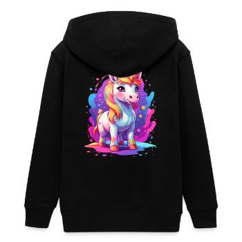 Cute Unicorn - Teens Organic Zip-up Hoodie by Stanley/Stella - black - Back - AI Model Teenager Male light (155cm)