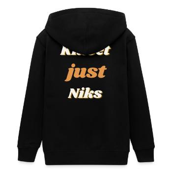 kmoet just niks, chemises en dialecte anversois - Veste à capuche ado bio Stanley/Stella - noir - Dos - AI Model Teenager Male light (155cm)