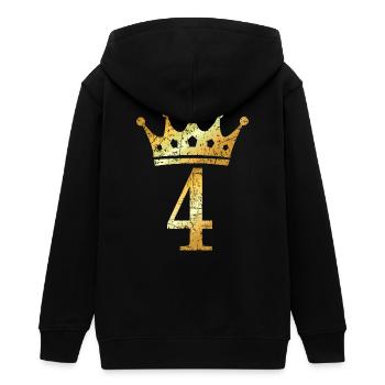 Couronne numéro 4 (jaune doré vintage) 4ème anniversaire - Veste à capuche ado bio Stanley/Stella - noir - Dos - AI Model Teenager Male light (155cm)