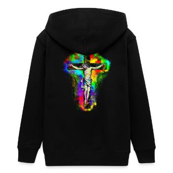 Croix de Jésus-Christ - Veste à capuche ado bio Stanley/Stella - noir - Dos - AI Model Teenager Male light (155cm)