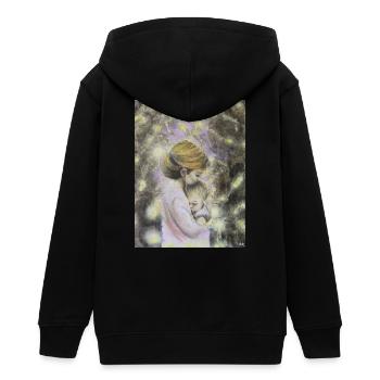 Ethereal Nighttime Mother and Child - Teens Organic Zip-up Hoodie by Stanley/Stella - black - Back - AI Model Teenager Male light (155cm)