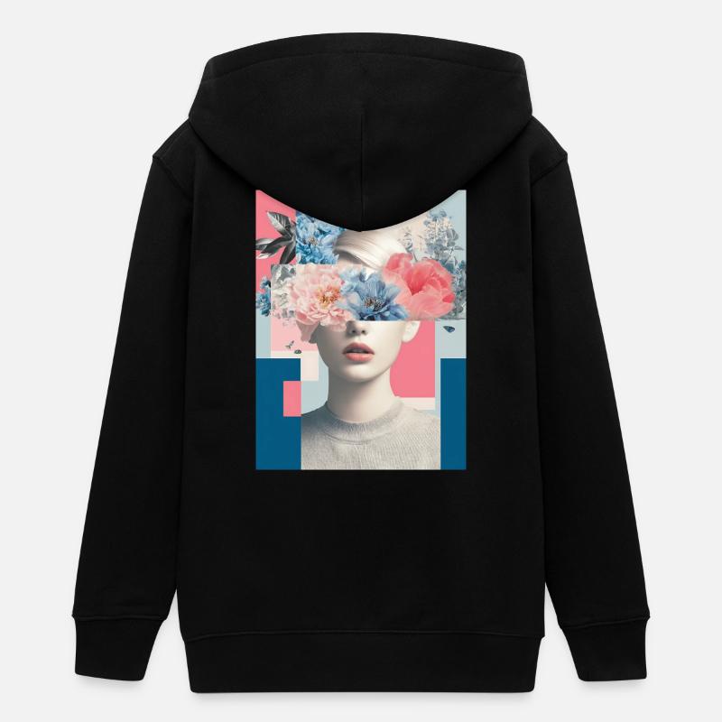 Féminité florale abstraite - Veste à capuche ado bio Stanley/Stella - noir