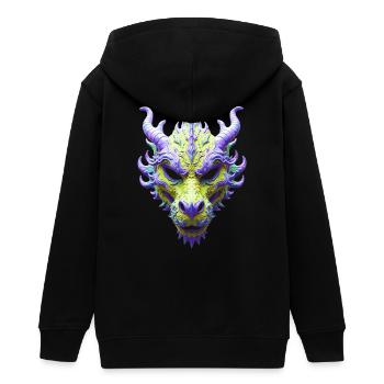 Aurora-Grüne Drachenmaske - Teenager Organic Kapuzenjacke Mini Cultivator von Stanley/Stella - Schwarz - Hinten - AI Model Teenager Male light (155cm)