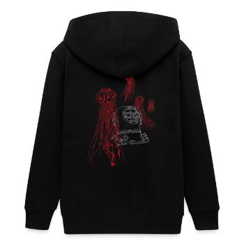Mute cry from the sea, in white / red - Teens Organic Zip-up Hoodie by Stanley/Stella - black - Back - AI Model Teenager Male light (155cm)