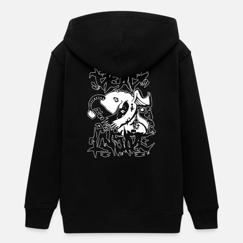 Conception de graffitis d’animaux rebelles - Veste à capuche ado bio Stanley/Stella - noir