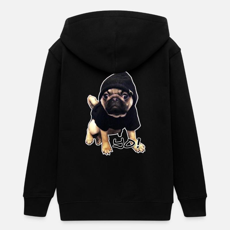 yo_mops_3 - Teens Organic Zip-up Hoodie by Stanley/Stella - black