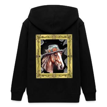 Pferdekopf Pferd Pferde Stute Ross Gaul - Teenager Organic Kapuzenjacke Mini Cultivator von Stanley/Stella - Schwarz - Hinten - AI Model Teenager Male light (155cm)