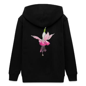 Fuchsienblüte - Teenager Organic Kapuzenjacke Mini Cultivator von Stanley/Stella - Schwarz - Hinten - AI Model Teenager Male light (155cm)