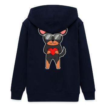 Lancashire Heeler mit Sonnenbrille und Herz - Teenager Organic Kapuzenjacke Mini Cultivator von Stanley/Stella - Navy - Hinten - AI Model Teenager Male light (155cm)