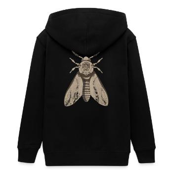 Schädelmotte im Steampunk-Stil - Teenager Organic Kapuzenjacke Mini Cultivator von Stanley/Stella - Schwarz - Hinten - AI Model Teenager Male light (155cm)