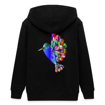 Colibri mosaïque colorée cadeau idée cadeau - Veste à capuche ado bio Stanley/Stella - noir - Dos - AI Model Teenager Male light (155cm)