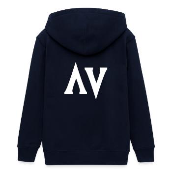 Schlichtes Design AV - Teenager Organic Kapuzenjacke Mini Cultivator von Stanley/Stella - Navy - Hinten - AI Model Teenager Male light (155cm)