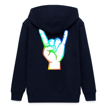 Hand mit Rock- Metal -Satan Symbol bunt - Teenager Organic Kapuzenjacke Mini Cultivator von Stanley/Stella - Schwarz - Hinten - AI Model Teenager Male light (155cm)