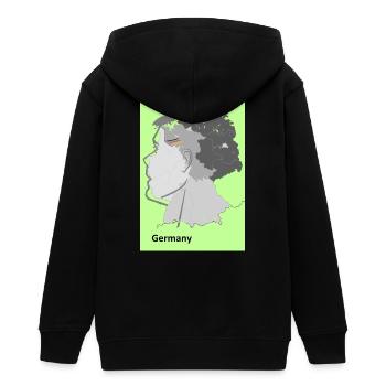 Deutschlandkarte mit Farbverlauf und Flaggen - Teenager Organic Kapuzenjacke Mini Cultivator von Stanley/Stella - Schwarz - Hinten - AI Model Teenager Male light (155cm)