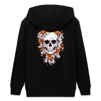 Totenkopf mit Blumen - Teenager Organic Kapuzenjacke Mini Cultivator von Stanley/Stella - Schwarz - Hinten - AI Model Teenager Male light (155cm)