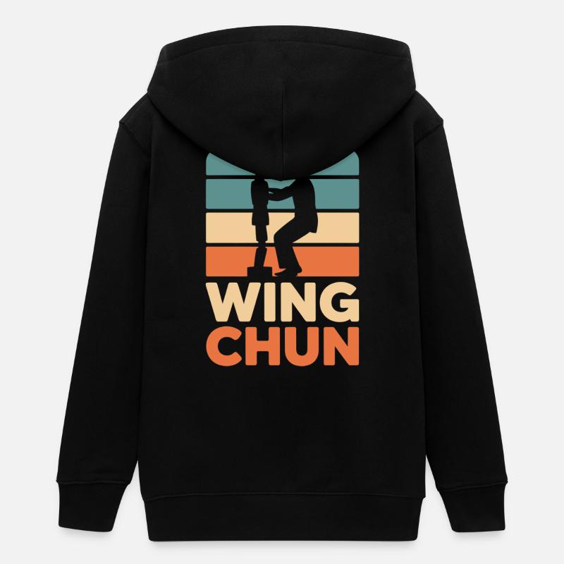 Silhouette rétro Wing Chun - Veste à capuche ado bio Stanley/Stella - noir
