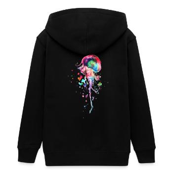 Bunte Qualle Aquarell - Teenager Organic Kapuzenjacke Mini Cultivator von Stanley/Stella - Schwarz - Hinten - AI Model Teenager Male light (155cm)