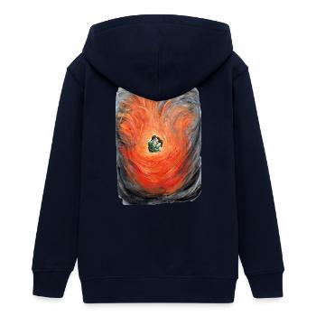 Romantic Fire Dance Artistic Lovers Couple Design - Teens Organic Zip-up Hoodie by Stanley/Stella - navy - Back - AI Model Teenager Male light (155cm)