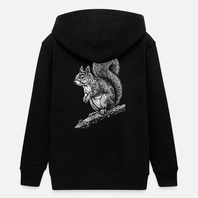 Silhouette d’écureuil sur une branche - Veste à capuche ado bio Stanley/Stella - noir