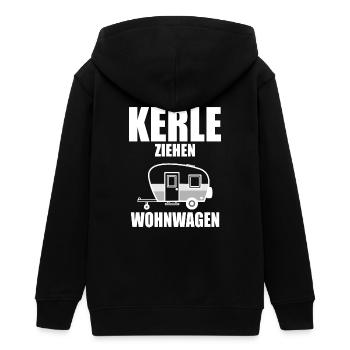 Camper und Camping Echte Kerle ziehen Wohnwagen - Teenager Organic Kapuzenjacke Mini Cultivator von Stanley/Stella - Schwarz - Hinten - AI Model Teenager Male light (155cm)